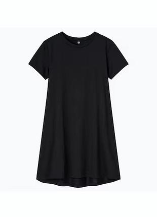 Черное платье-футболка из мерсеризованного хлопка от uniqlo