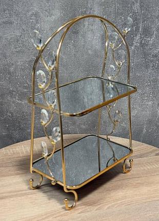 Фруктовница-стойка yiwu hp-19-49 2-х ярусная металл и стекло 39х15х23 см золотистый