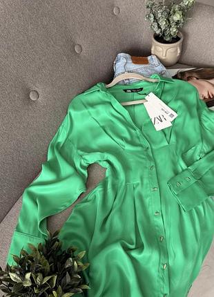 Сатинова сукня сорочка zara