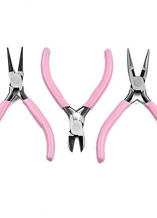 Набор ручного инструмента finding три инструмента круглогубцы утики бокорезы фиолетовый голубой бежевый