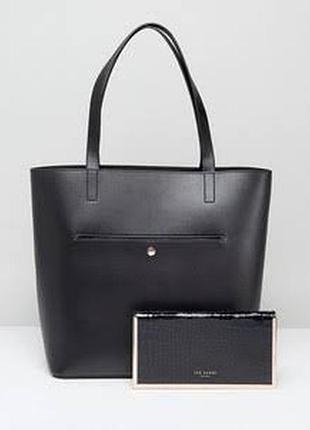 Шикарная кожаная сумка ted baker +кошелек /тоут /100%кожа