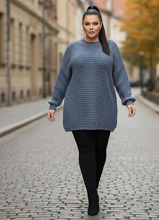 Вязаный удлиненный свитер-туника