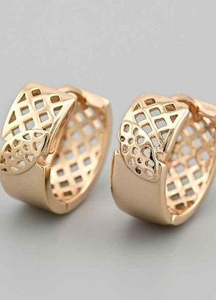 Сережки 27270 15х6мм вага 3.4г позолота 18к тм xuping