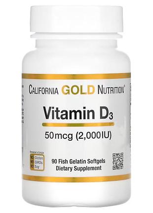 Витамины и минералы california gold nutrition vitamin d3 50 mcg, 90 рыбных капсул