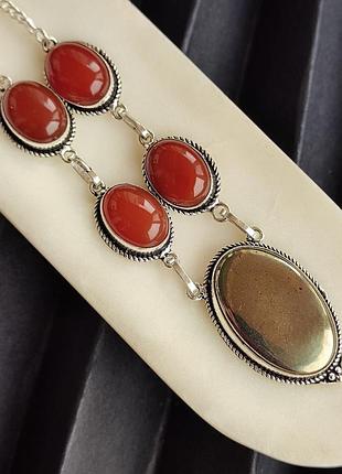 Кольє сердолік та пірит овал. намисто з натурального сердоліку та піриту. індія.