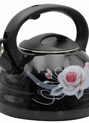 Емальований чайник edenberg eb-12610 зі свистком та антипригарним покриттям 3л flowers