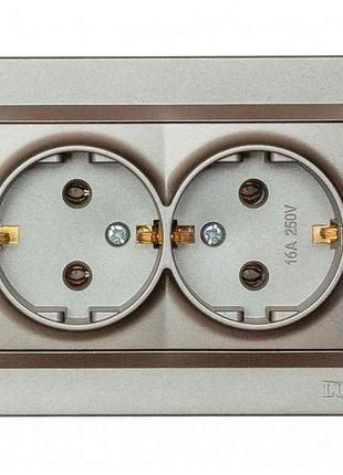 Розетка двойная с заземлением jazz (графит) 9708 тм luxel