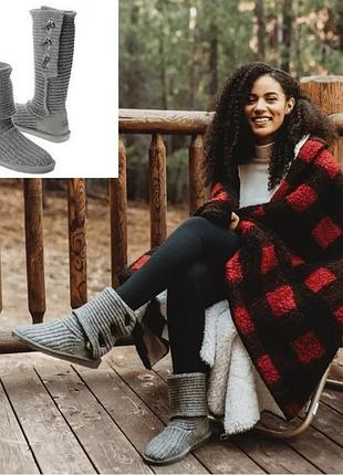 Уггі в'язанні bearpaw knit tall boot черевики сірого кольору