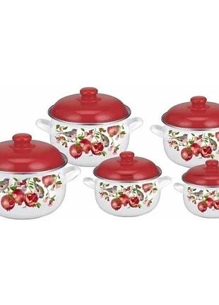 Набор эмалированных кастрюль edenberg eb-1873 с рисунком, 10 предметов