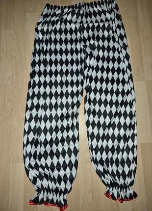 Карнавальные брюки черно-белый клоун