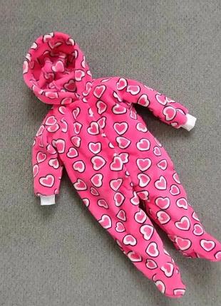 Костюмчик чоловічок в сердечка рожевий піжама сліп новий