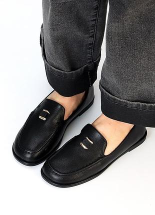 Універсальні чорні жіночі мокасини весняні сліпони еко-шкіра весна осінь