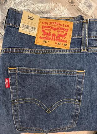 Нові оригінальні чоловічі джинси levi's 511™ slim fit men's jeans з usa. розмір 33х32