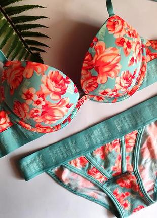 Комплект супер пуш-ап pink victorias secret виктория секрет