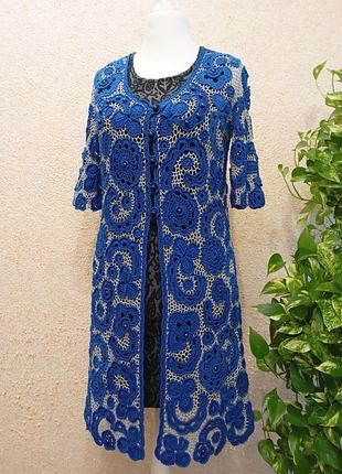 «серебряная ночь» — эксклюзивный кардиган ручной работы, выполненный в традиционной технике ирландского кружева.