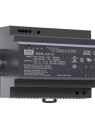 Блок живлення на din-рейку mean well hdr-150-12 (12в, 11,3а)