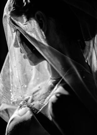 Фата невесты, с хрусталиками (стеклянные типа сваровски)7 фото