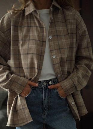 Жіноча класична фланелева сорочка рубашка у клітинку