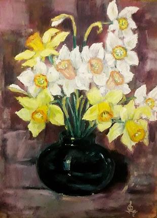 Надя ульянч "весенние фрукты", масло, полотно на картене, 20х20 см.