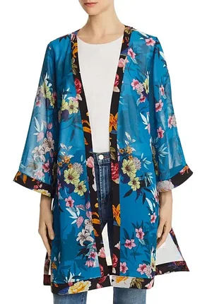 Яркое кимоно guess xs/s оригинал, накидка на купальник, халат, парео в цветочный принт