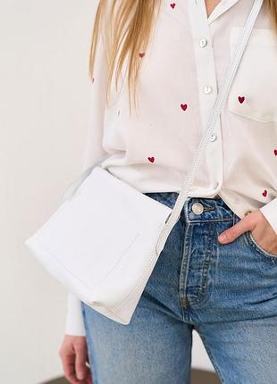 Шкіряна сумочка флотар білого кольору
