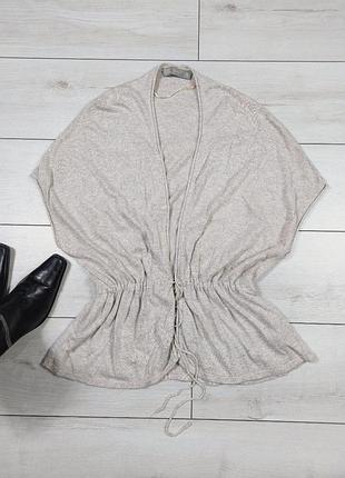 Бежевый кардиган-болеро zara с кулиской на талии р.м