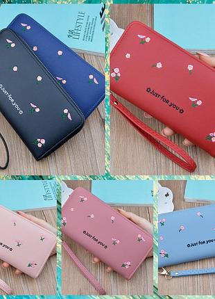 Жіночий гаманець з вишивкою квітами на блискавці 1776