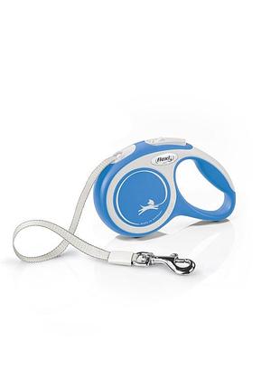 Поводок-рулетка flexi для собак new comfort лента синяя размер xs 3 м/ 12 кг