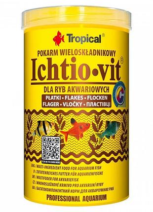 Корм tropical ichtio-vit для всех аквариумных рыб хлопья 200 г/ 1 л