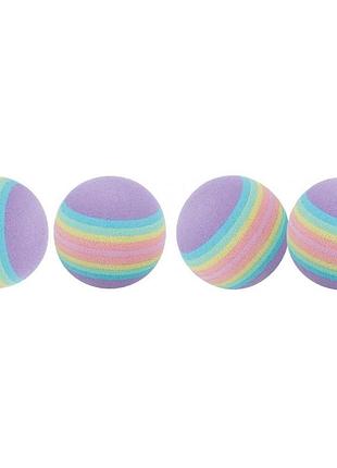 Игрушка trixie для котов м_чики радужные вспененная резина 4 см 4 шт