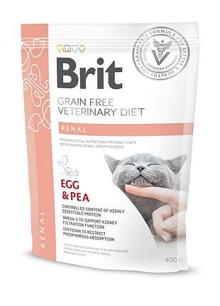 Корм сухий brit grain free vetdiet cat renal для котів з захворюванням нирок з яйцем та горохом 400 г