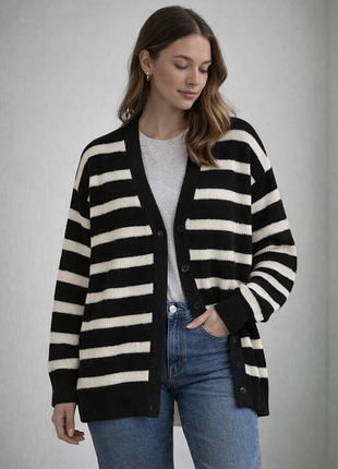 Кардиган у чорно-білу полоску primark розмір м