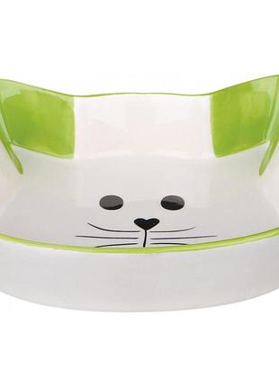 Миска trixie для котов в виде кошачьей мордочки керамическая 250 мл/12 см