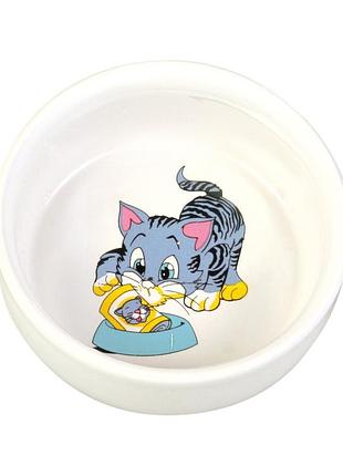 Миска trixie для котів з котиком керамічна 11 см 300 мл