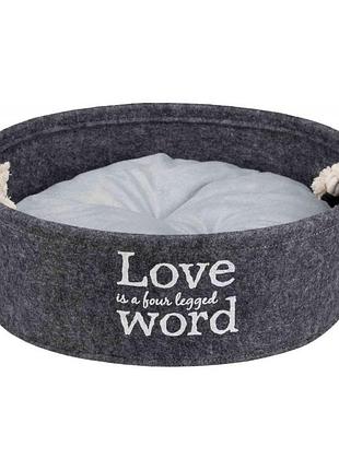 Лежак trixie для собаки lian с ручками и наполнителем из флиса серый фетр/плюш 37 см