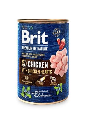 Корм вологий brit premium by nature k консерви для собак з куркою та курячим серцем 400 г