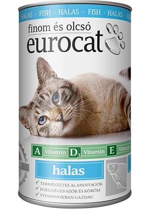 Корм вологий eurocat fish для котів шматочки в желе з рибою 415 г