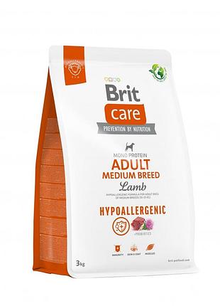 Корм сухий brit care dog hypoallergenic adult medium breed для собак середніх порід гіпоалергенний з ягням 3 кг