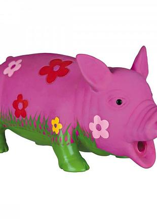 Іграшка trixie для собак поросятко з квітами та пискавкою латекс 20 см