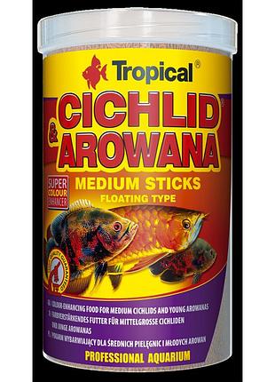 Корм tropical cichlid arowana medium sticks для м_ мясоидных целид палочки 360 г