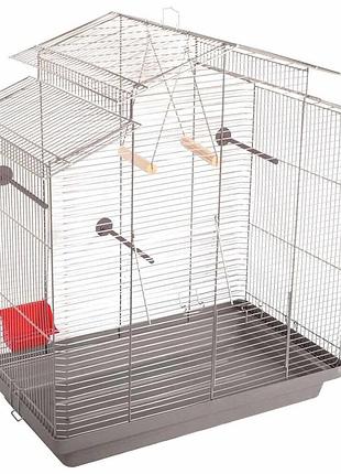 Клітка природа німфа для середніх декоративних птахів хром/сіра 70x40x76 см