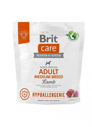Корм сухий brit care dog hypoallergenic adult medium breed для собак середніх порід гіпоалергенний з ягням 1 кг