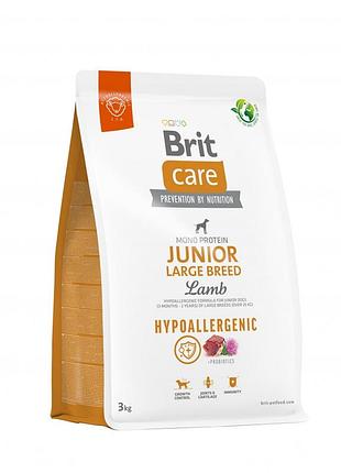 Корм сухий brit care dog hypoallergenic junior large breed для молодих собах великих порід гіпоалергенний з ягням 3 кг