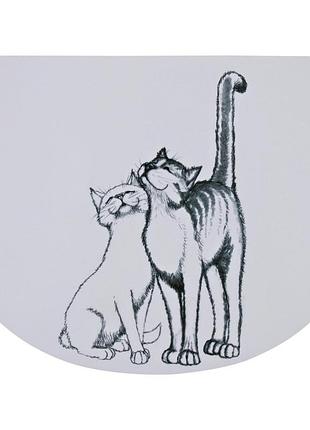 Коврик под миску trixie для котов pussy cats серый пластик 40х30 см