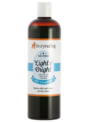 Шампунь dezynadog light bright для усиления цвета белых серебряных и цветных пород собак добавляет блеск и усиливает цвет 5