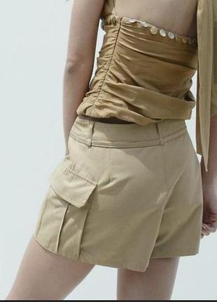 Шорты-юбка карго хаки zara