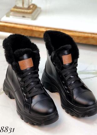 Зимние черные кожаные ботиночки ugg ✔️3 фото