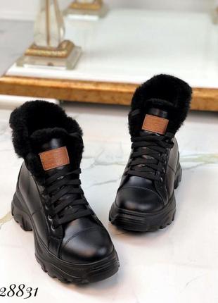 Зимние черные кожаные ботиночки ugg ✔️4 фото