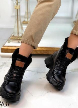 Зимние черные кожаные ботиночки ugg ✔️6 фото