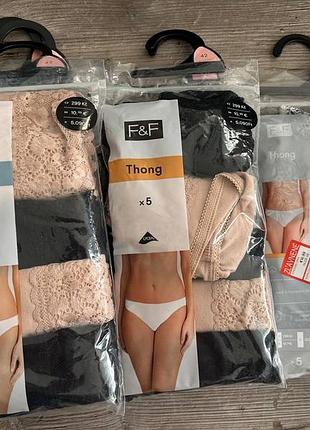 Новые трусики f&f р 40 -- 5 шт thong высота 24, талия 34,5